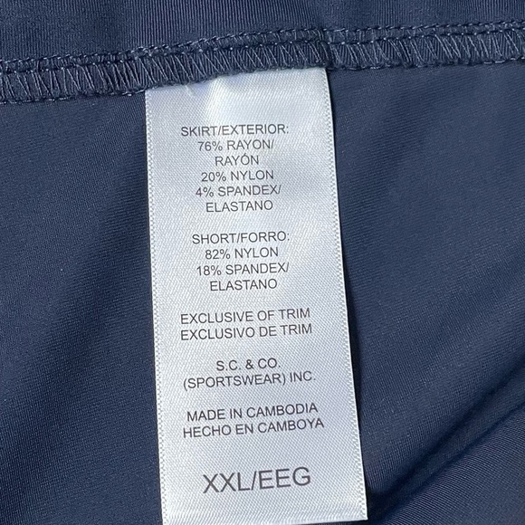 SC & Co Blue White Floral Pockets Stretch Tummy Control Wide Band Waist Skort - Picture 7 of 9